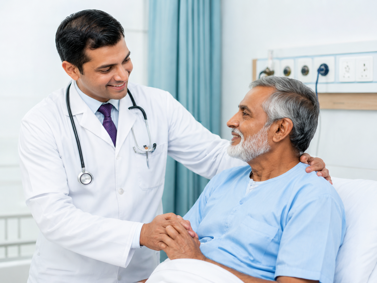 Doctor providing compassionate care to an elderly patient