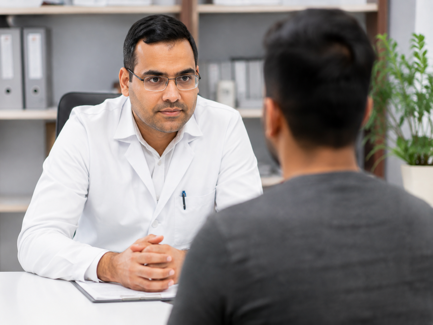Dr. Tushar Goyal counselling a patient